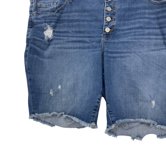 Torrid Womens Plus 26 Bermuda Denim Shorts Distressed Button-Fly Vintage Stretch - Picture 13 of 15